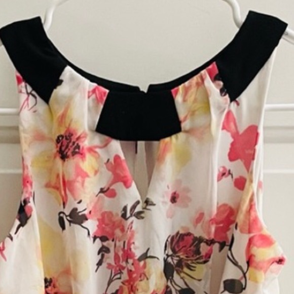 IZ Byer Belted Black Sleeveless High Waist Floral Dress - Picture 4 of 9